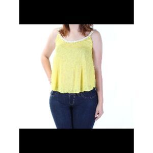 HEARTS AND HIPS Womens Yellow Sheer Sleeveless Jewel Neck Top Size: S
